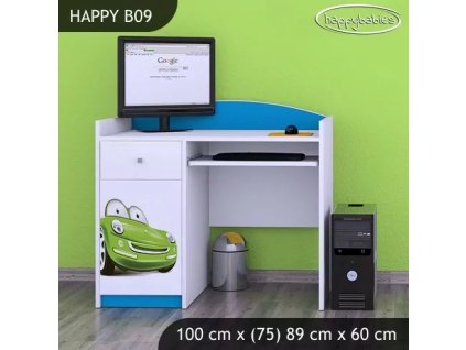 Psací stůl Happy B09 -  zelené auto (Barva bílá)