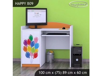 Psací stůl Happy B09 -  zelené auto s balónky (Barva bílá)