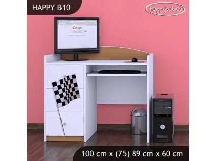 Psací stůl Happy B10 - auto s vlajkou (Barva bílá)