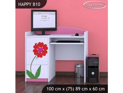 Psací stůl Happy B10 - dva květy (Barva bílá)