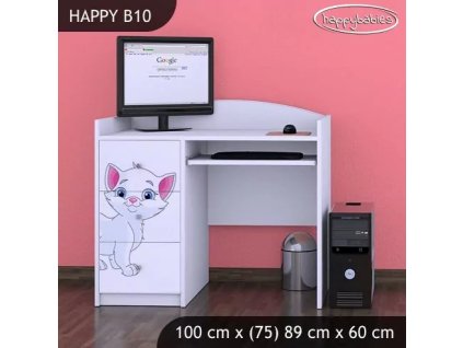 Psací stůl Happy B10 - bílá kočička (Barva bílá)