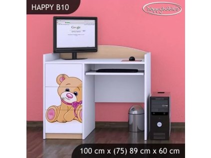 Psací stůl Happy B10 - medvídek s mašlí (Barva bílá)