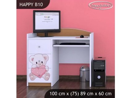 Psací stůl Happy B10 - medvídek se srdcem (Barva bílá)
