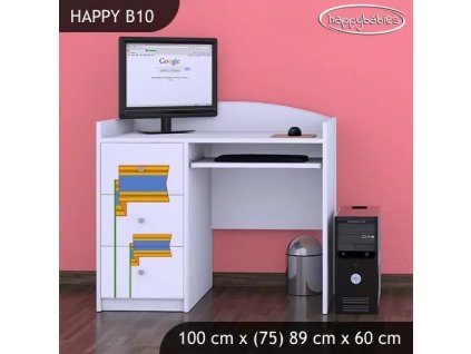 Psací stůl Happy B10 - medvídek v červeném autě (Barva bílá)