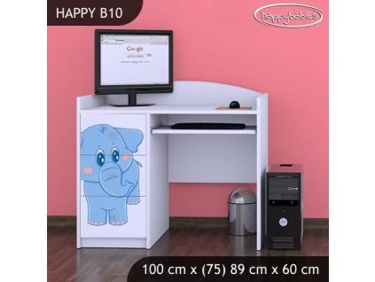 Psací stůl Happy B10 - modrý slon (Barva bílá)