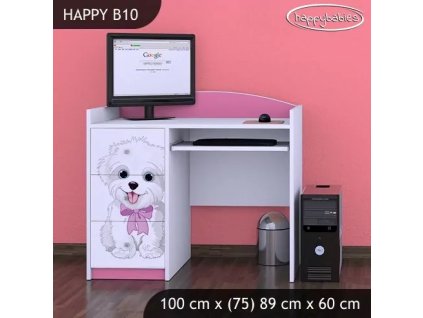 Psací stůl Happy B10 - pejsek s mašlí (Barva bílá)