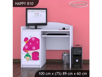 Psací stůl Happy B10 - růžový hříbeček (Barva bílá)
