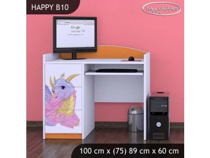 Psací stůl Happy B10 - růžový dráček (Barva bílá)