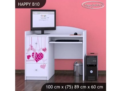 Psací stůl Happy B10 - padající srdce (Barva bílá)
