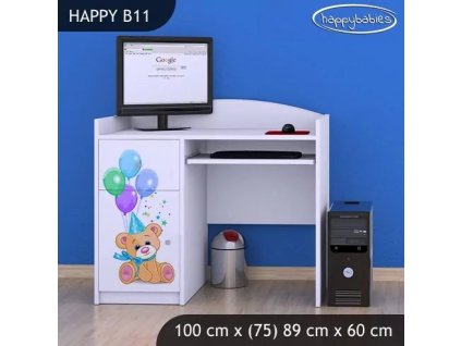 Psací stůl Happy B11 - medvídci s balónky (Barva bílá)