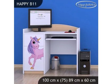 Psací stůl Happy B11 - jednorožec (Barva bílá)