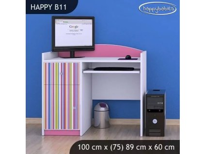 Psací stůl Happy B11 -  barevné pásky (Barva bílá)