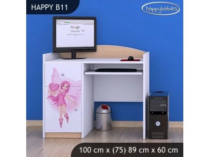 Psací stůl Happy B11 - víla se srdcem (Barva bílá)