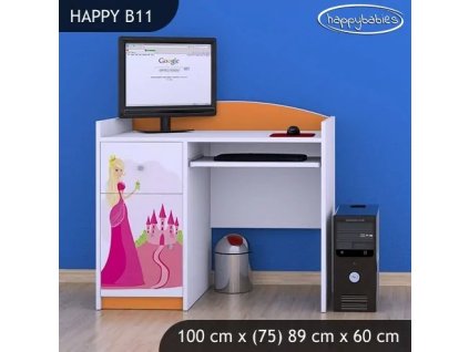 Psací stůl Happy B11 - princezna se zámkem (Barva bílá)