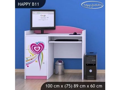 Psací stůl Happy B11 - pejsek a srdce (Barva bílá)