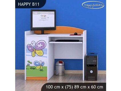 Psací stůl Happy B11 - motýl s květinou (Barva bílá)