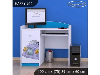 Psací stůl Happy B11 - medvídek v autě (Barva bílá)