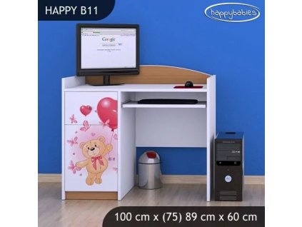 Psací stůl Happy B11 - medvídek s balónky (Barva bílá)