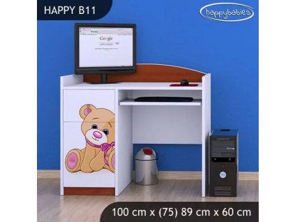 Psací stůl Happy B11 - medvídek s mašlí (Barva bílá)