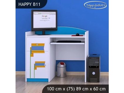 Psací stůl Happy B11 - medvídek v červeném autě (Barva bílá)