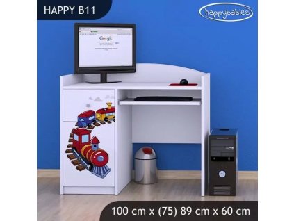Psací stůl Happy B11 - vláček (Barva bílá)