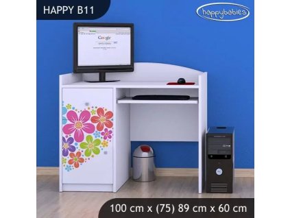 Psací stůl Happy B11 - srdce z květů (Barva bílá)