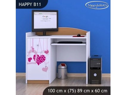 Psací stůl Happy B11 - padající srdce (Barva bílá)