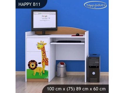 Psací stůl Happy B11 - veselý zvěřinec (Barva bílá)