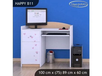 Psací stůl Happy B11 - zamilovaní králíčci (Barva bílá)