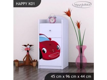 Komoda Happy K01 - pohádkové auto (Barva bílá)