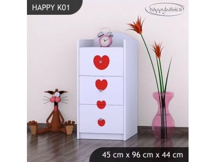 Komoda Happy K01 - dva květy (Barva bílá)