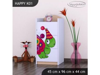 Komoda Happy K01 - barevný želvík (Barva bílá)