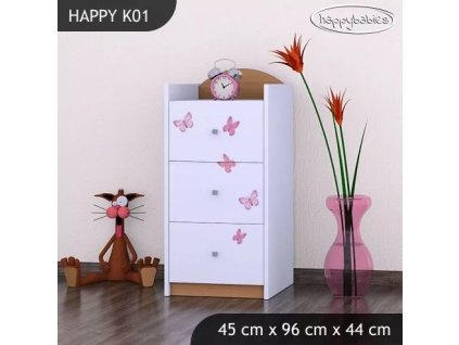 Komoda Happy K01 - víla s motýlkami (Barva bílá)