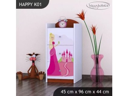 Komoda Happy K01 - princezna se zámkem (Barva bílá)