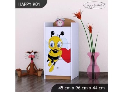 Komoda Happy K01 -  včelka se srdcem (Barva bílá)
