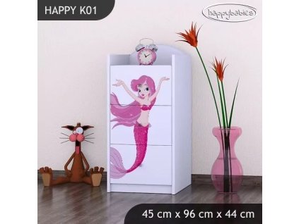 Komoda Happy K01 -  mořská víla (Barva bílá)