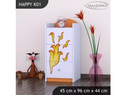Komoda Happy K01 - drak (Barva bílá)