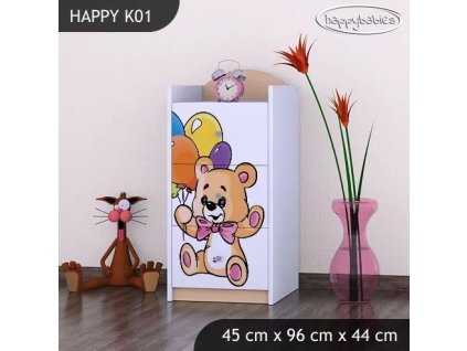 Komoda Happy K01 - šťastný medvídek (Barva bílá)