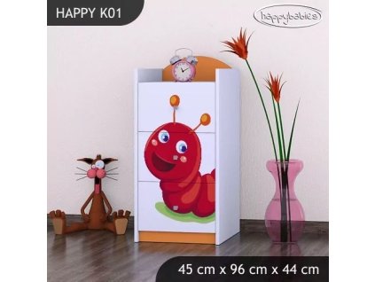 Komoda Happy K01 - veselá housenka (Barva bílá)