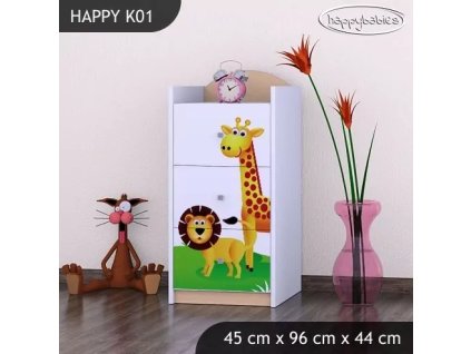 Komoda Happy K01 - veselý zvěřinec (Barva bílá)