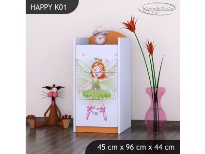 Komoda Happy K01 -zelená čarodějka (Barva bílá)