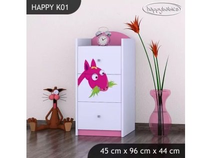 Komoda Happy K01 - žirafa (Barva bílá)