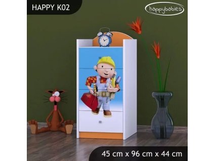 Komoda Happy K02 - bořek stavitel (Barva bílá)