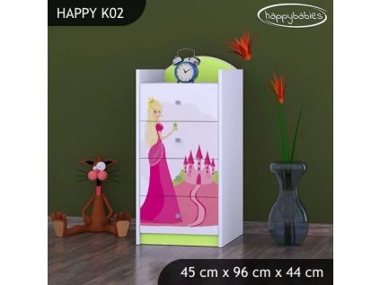 Komoda Happy K02 - princezna se zámkem (Barva bílá)