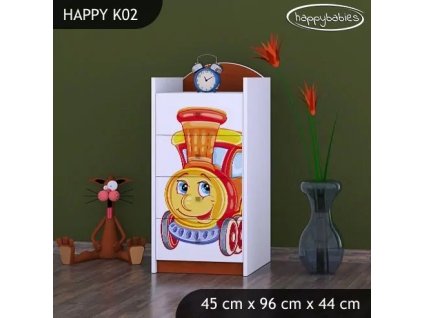 Komoda Happy K02 - lokomotiva (Barva bílá)