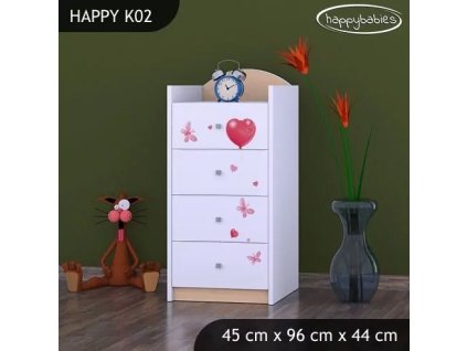 Komoda Happy K02 - medvídek s balónky (Barva bílá)