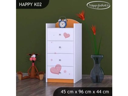 Komoda Happy K02 - medvídek se srdcem (Barva bílá)
