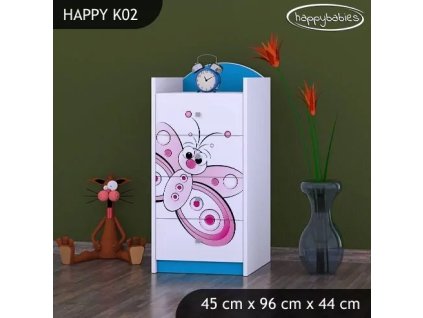 Komoda Happy K02 - motýlek (Barva bílá)