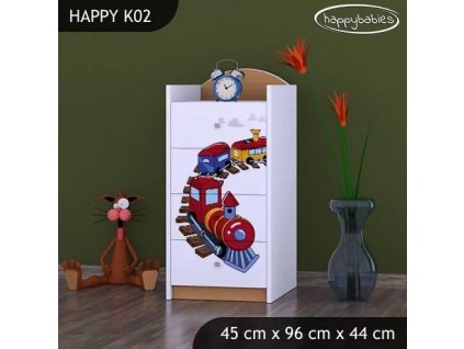 Komoda Happy K02 - vláček (Barva bílá)