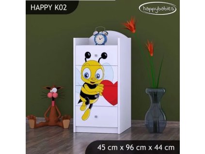 Komoda Happy K02 - včelka se srdcem (Barva bílá)